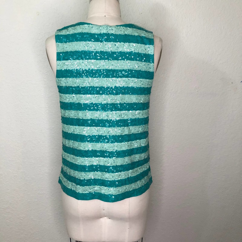 Nwt J Crew Sequin Stripe Shell Jade Green Camisole - image 3